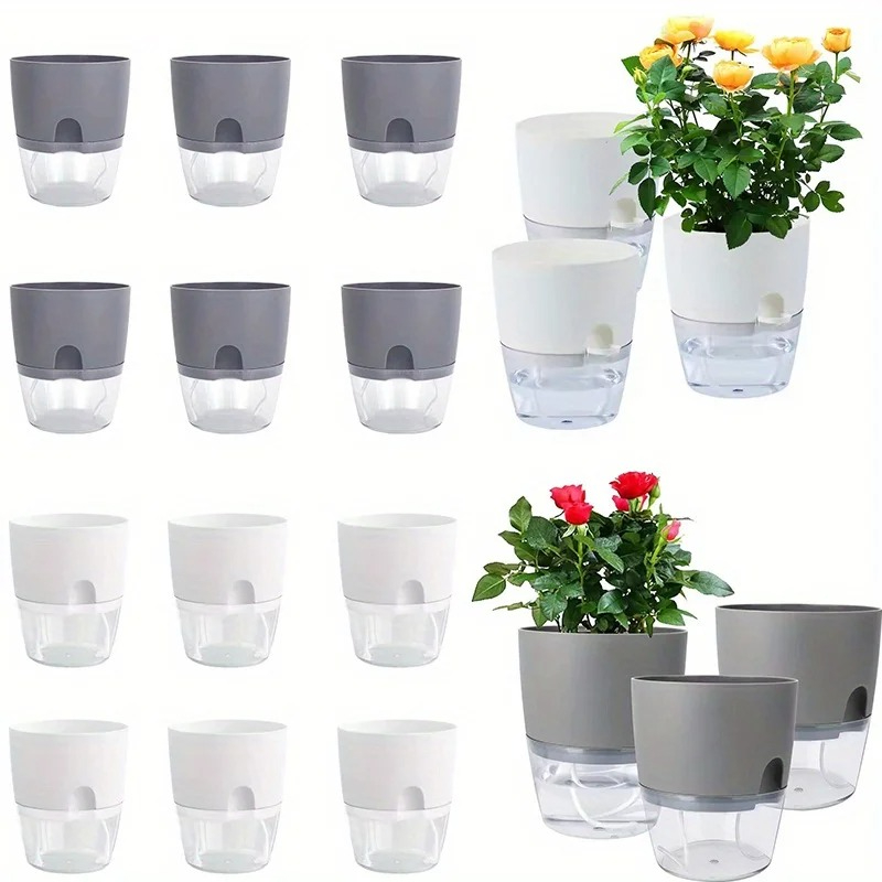 Aloe Vera Pot - 10/5Pcs Selbst Bewässerung Kunststoff Blumentopf Doppel