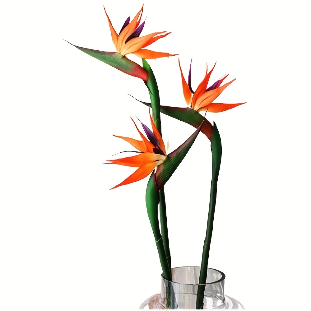Bird Paradise Strelitzia - 3 Stück künstliche Paradiesvogel-Blumen, Gummi-Strelitzia, 24,5
