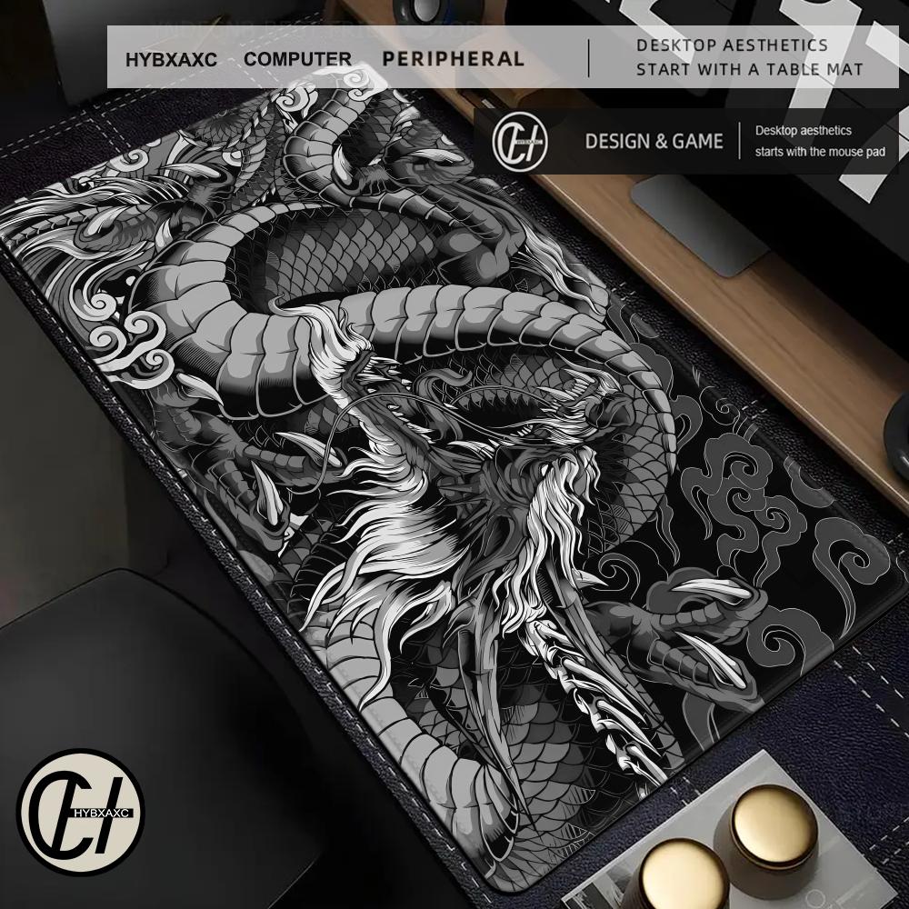 Tradescantia Purple - Schwarz-weißer Drache, großes Mauspad, Gaming-Mauspad, großes