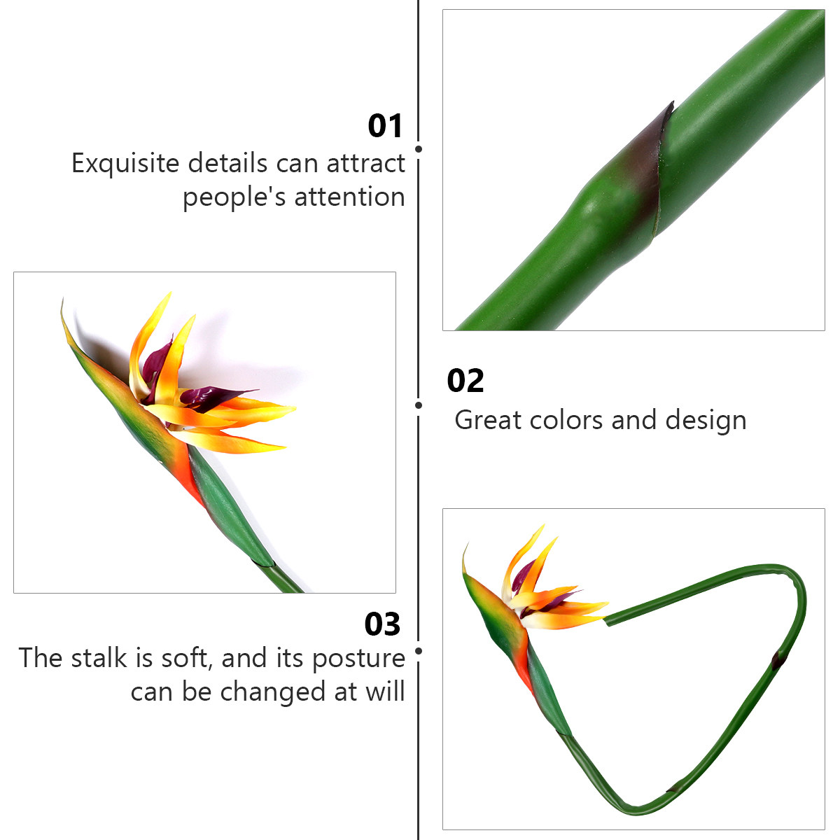 Bird Paradise Strelitzia - Künstliche Strelitzie-Pflanze, Realistische Kunstblume mit Weichem